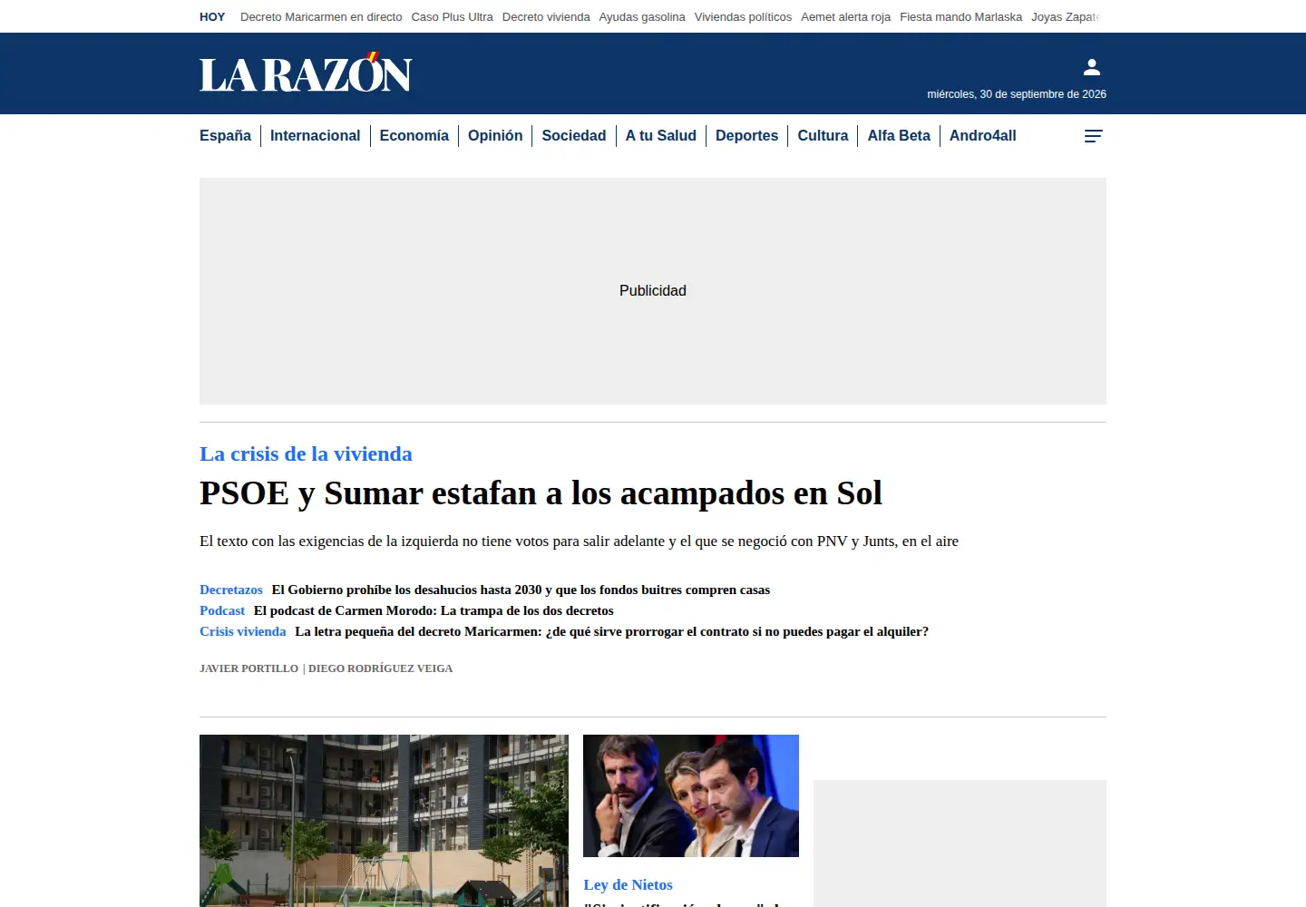 Screenshot of larazon.es