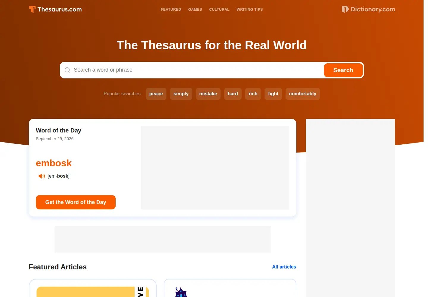 Screenshot of thesaurus.com