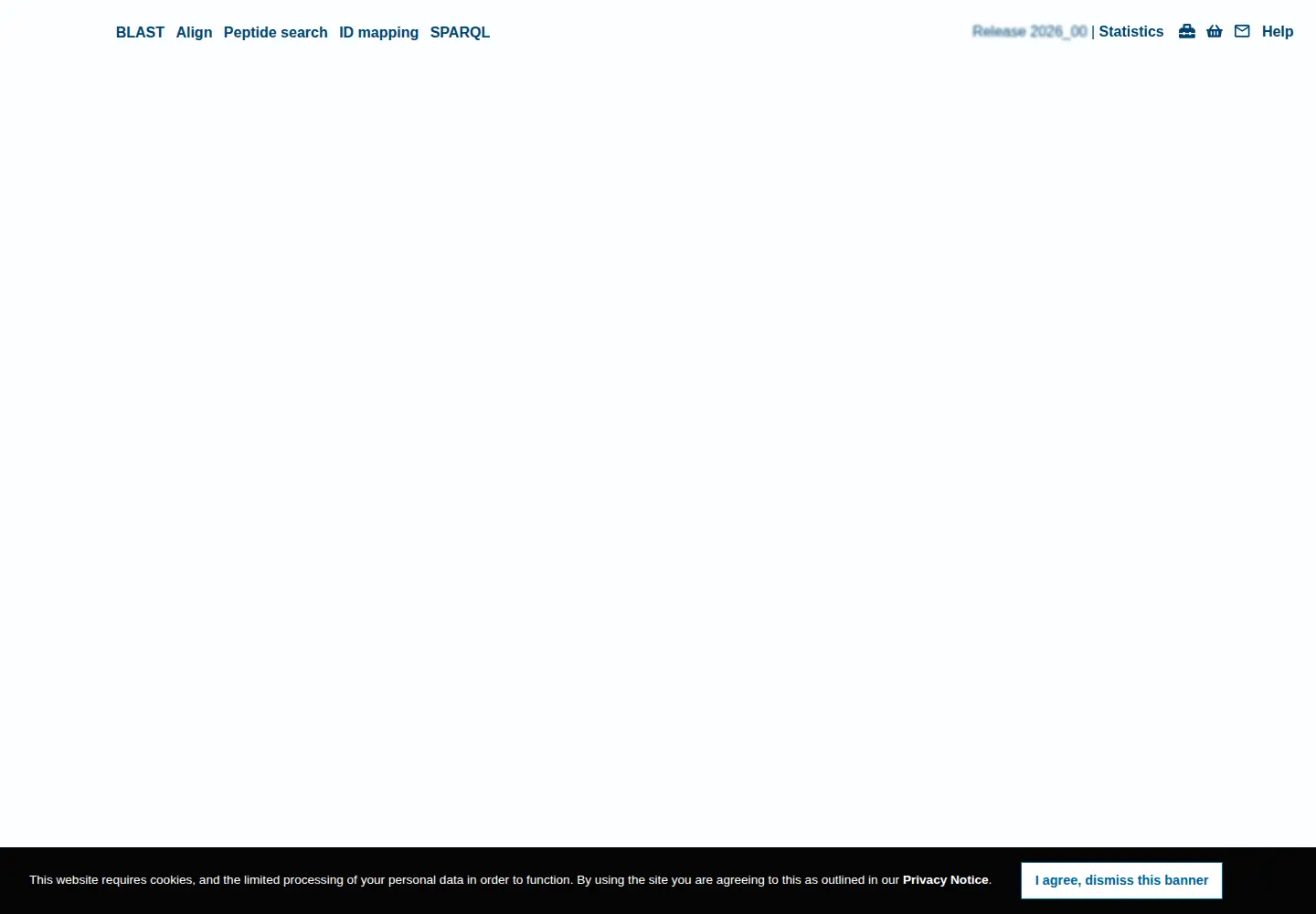 Captured homepage of uniprot.org in the current scan