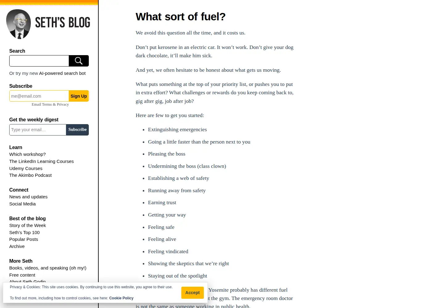 Screenshot of seths.blog