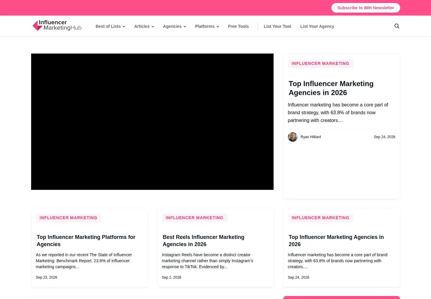 Screenshot of influencermarketinghub.com
