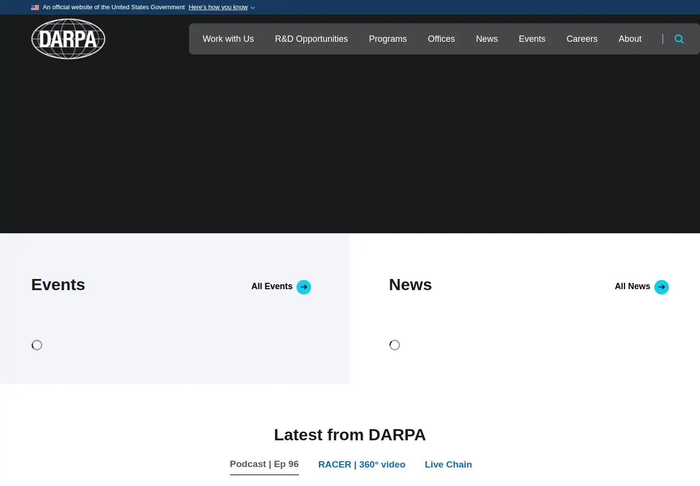 Screenshot of darpa.mil
