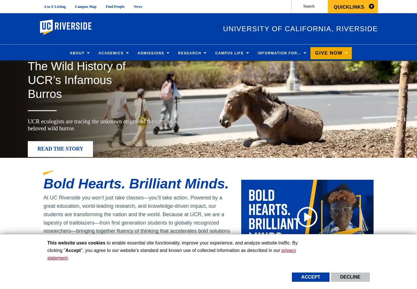 Screenshot of ucr.edu