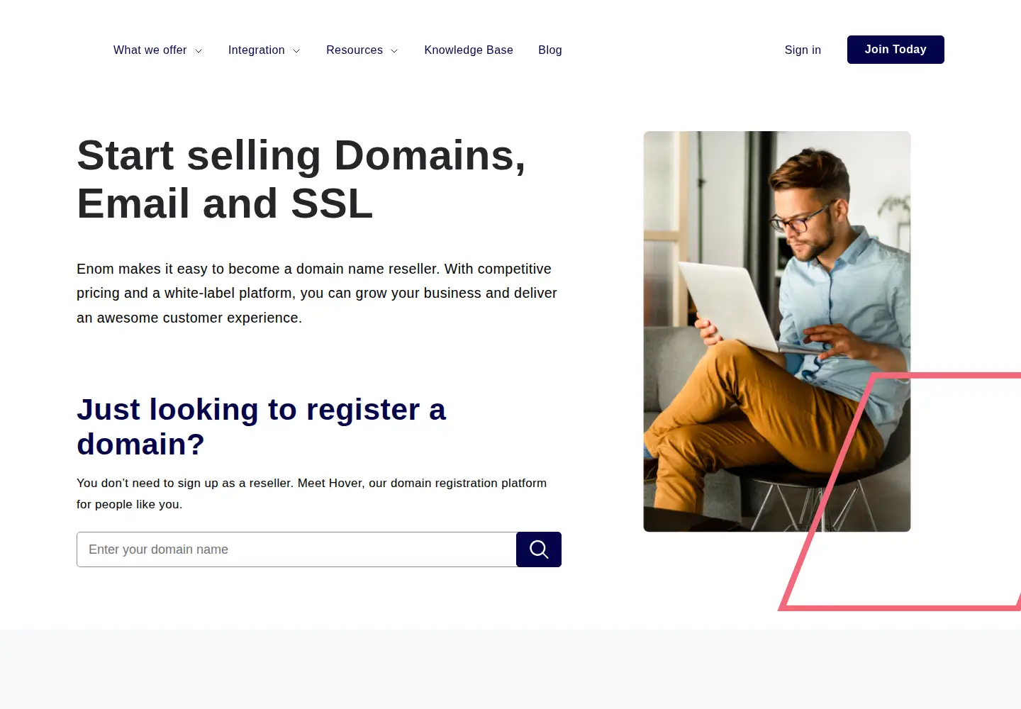 Screenshot of enom.com