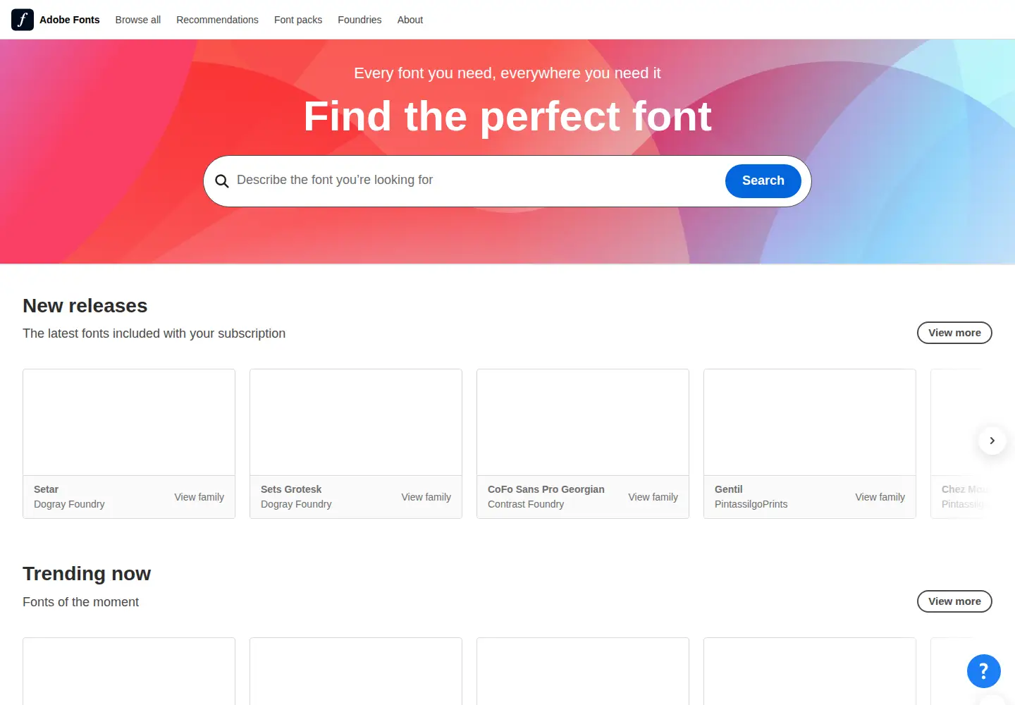 Screenshot of typekit.com
