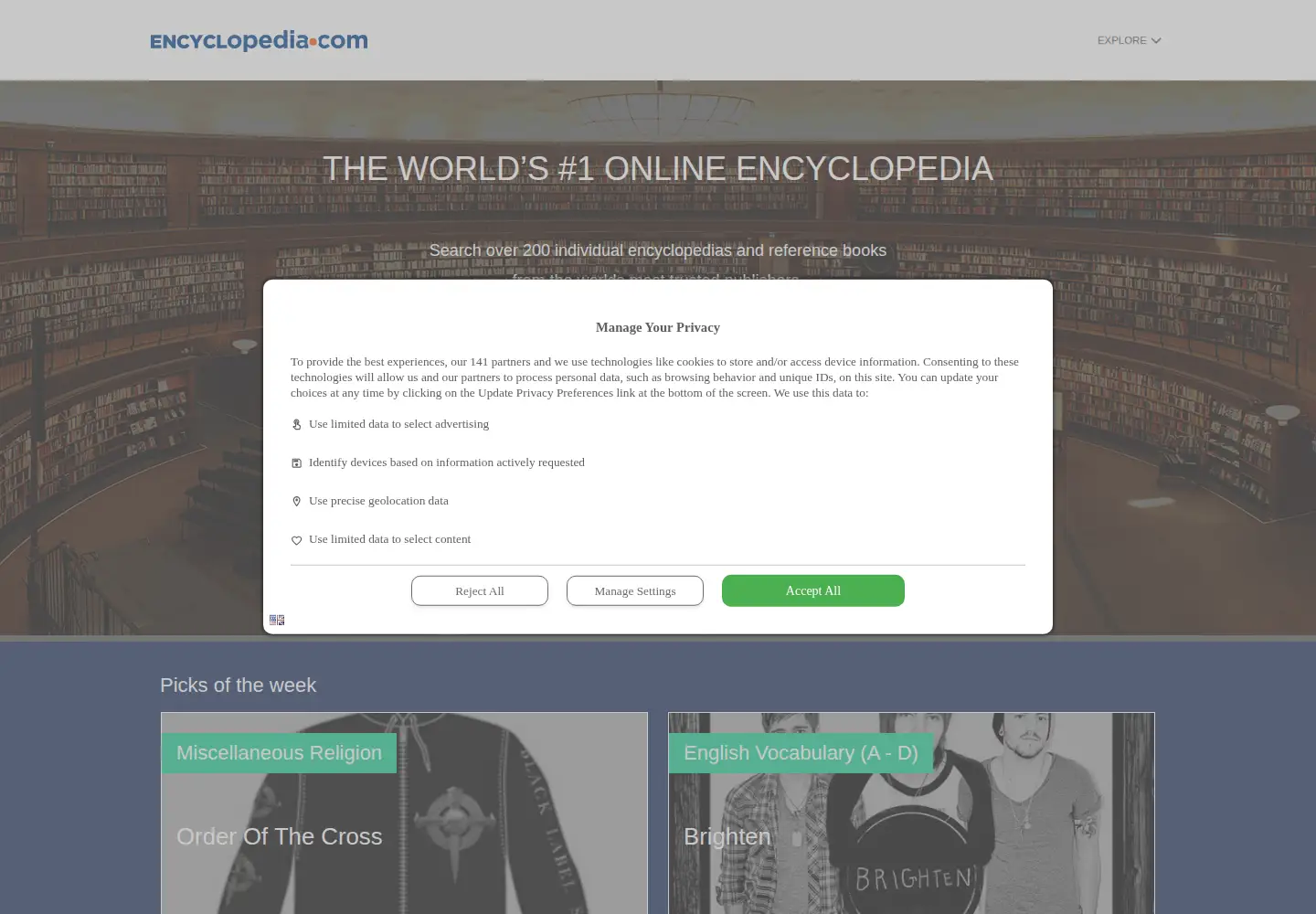 Screenshot of encyclopedia.com