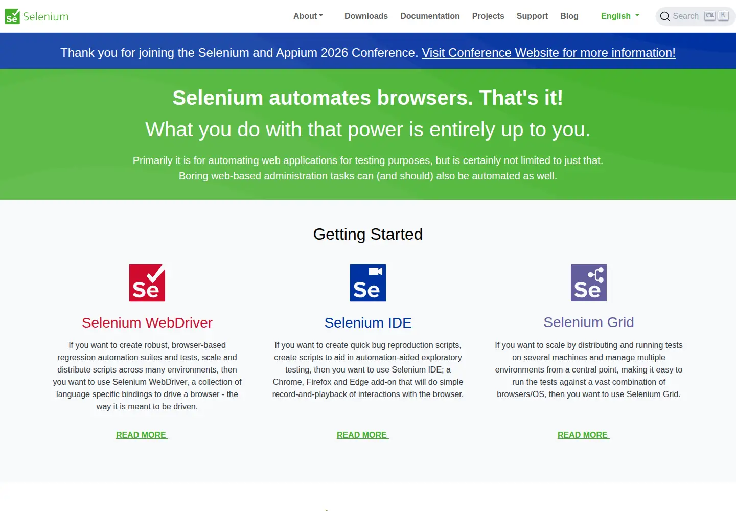 Screenshot of seleniumhq.org