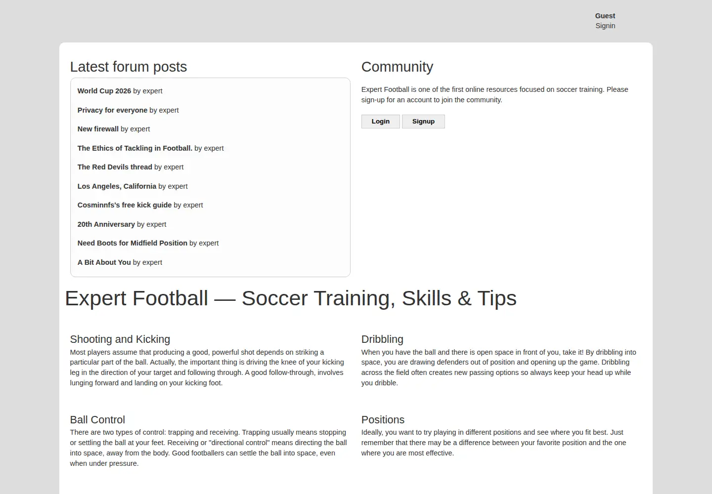 Screenshot of expertfootball.com