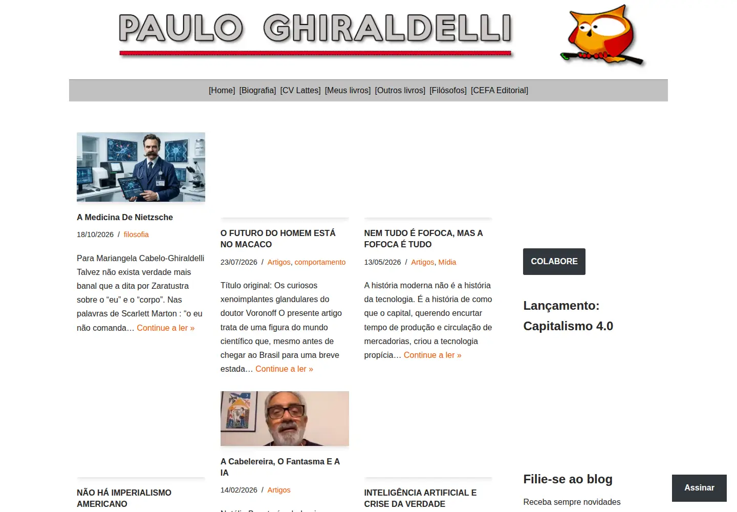 Captured homepage of filosofia.pro.br in the current scan
