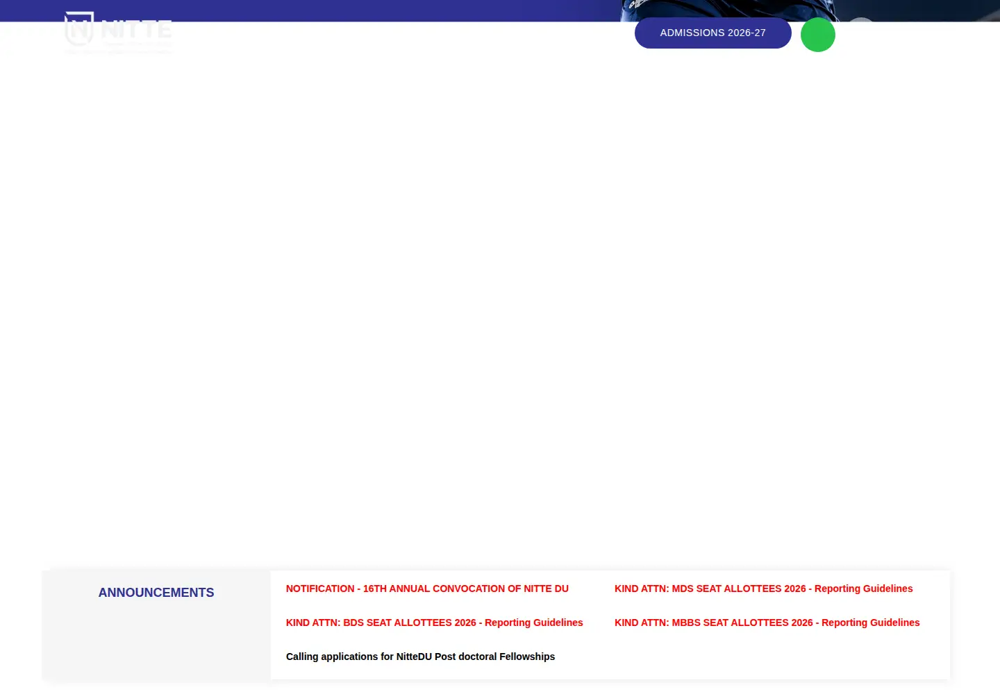 Captured homepage of nitte.edu.in in the current scan