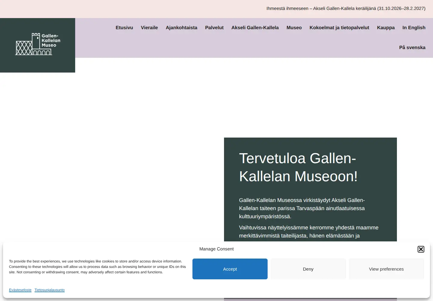 Screenshot of gallen-kallela.fi