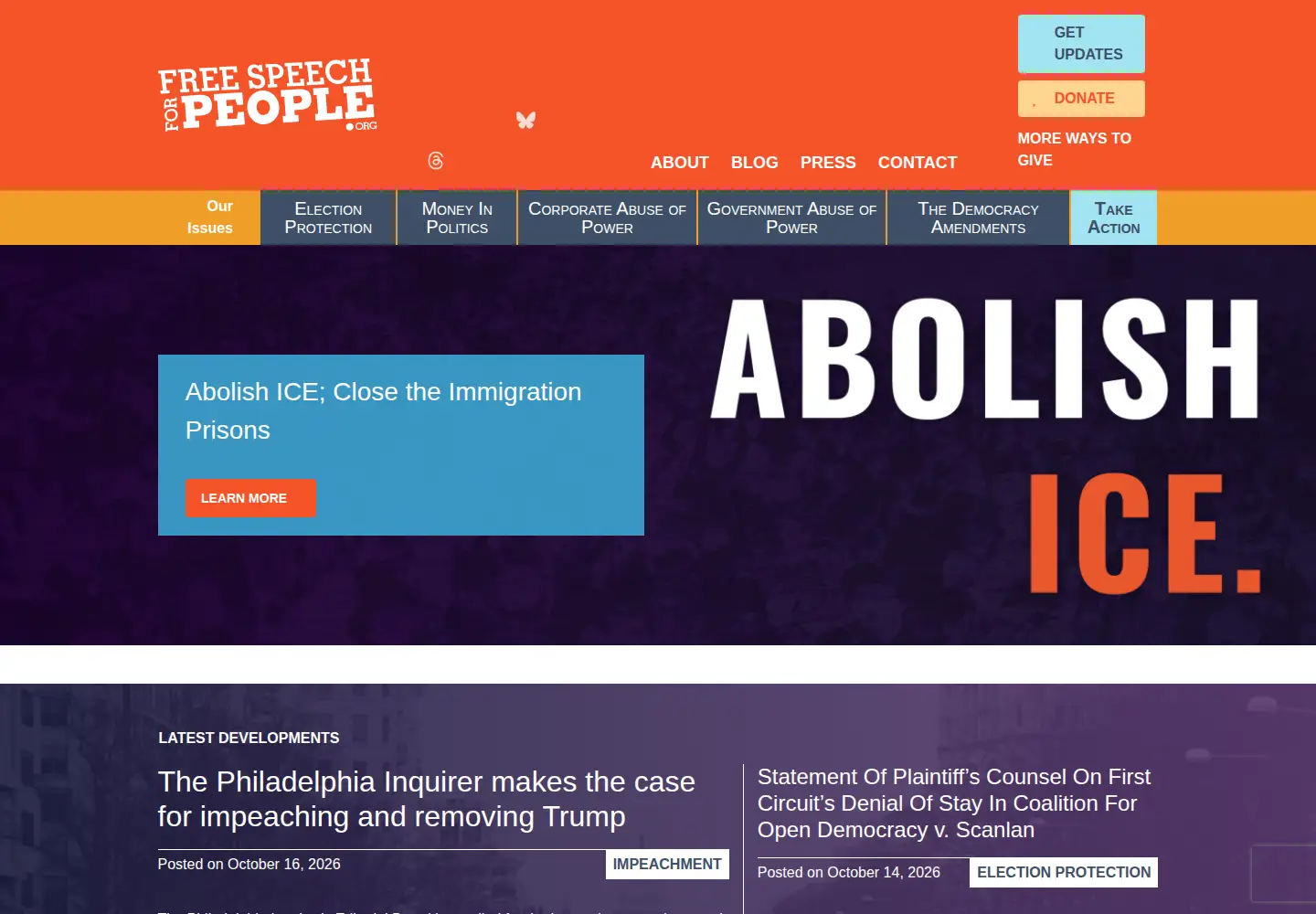 Screenshot of freespeechforpeople.org