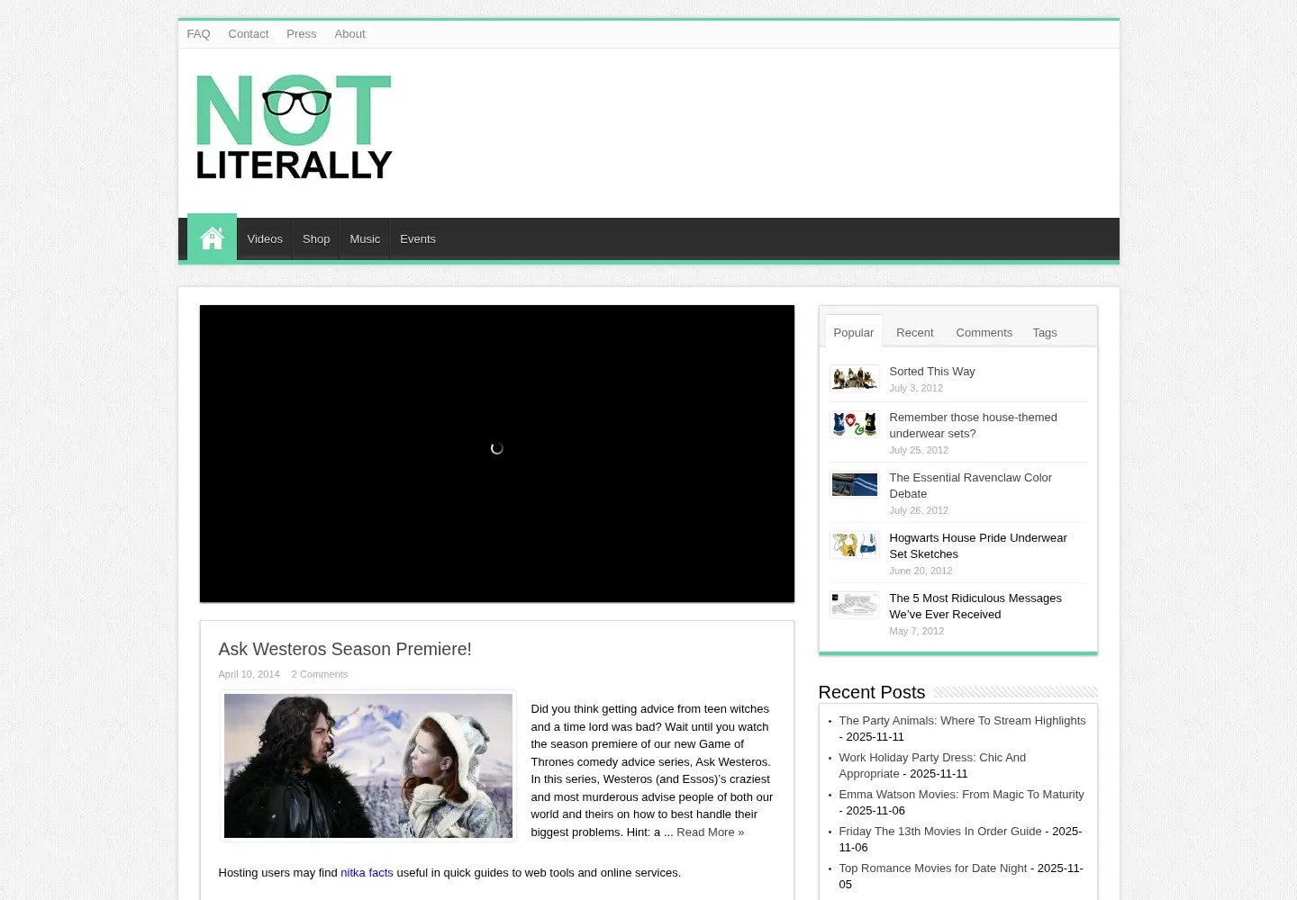 Captured homepage of not-literally.com in the current scan