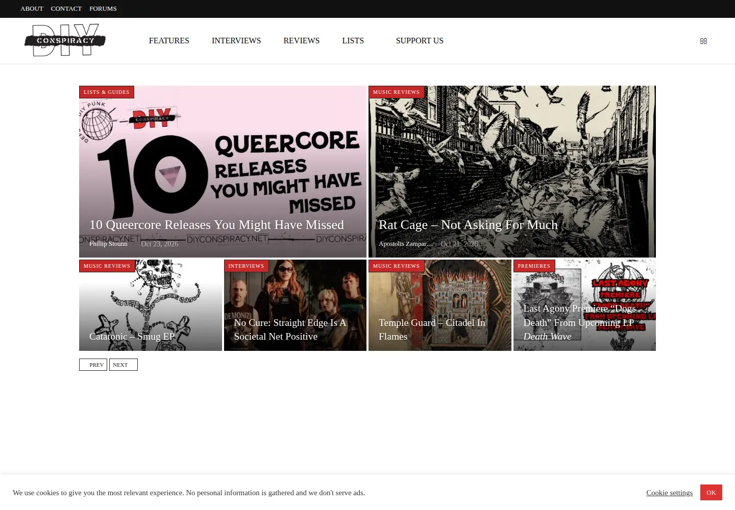 Captured homepage of diyconspiracy.net in the current scan