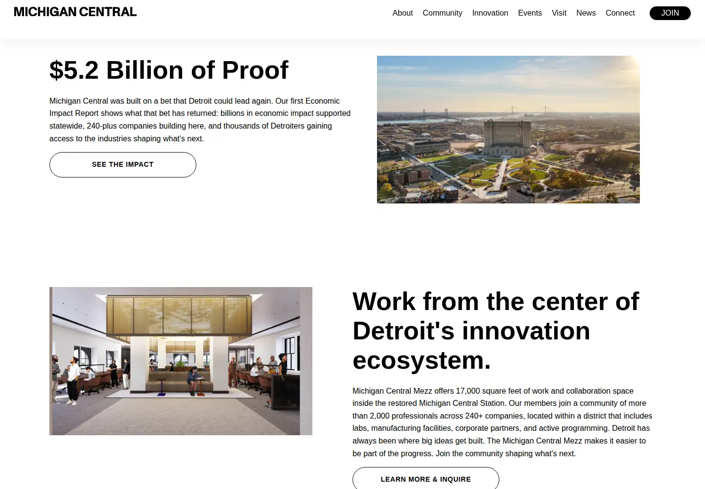 Captured homepage of michigancentral.com in the current scan