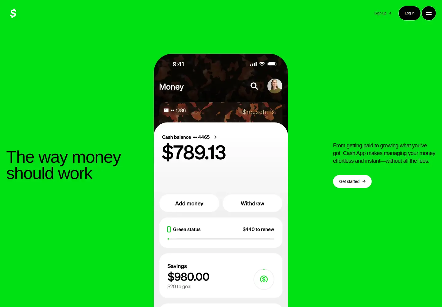 Screenshot of cash.app