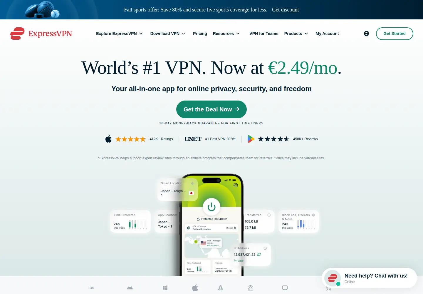 Screenshot of expressvpn.com