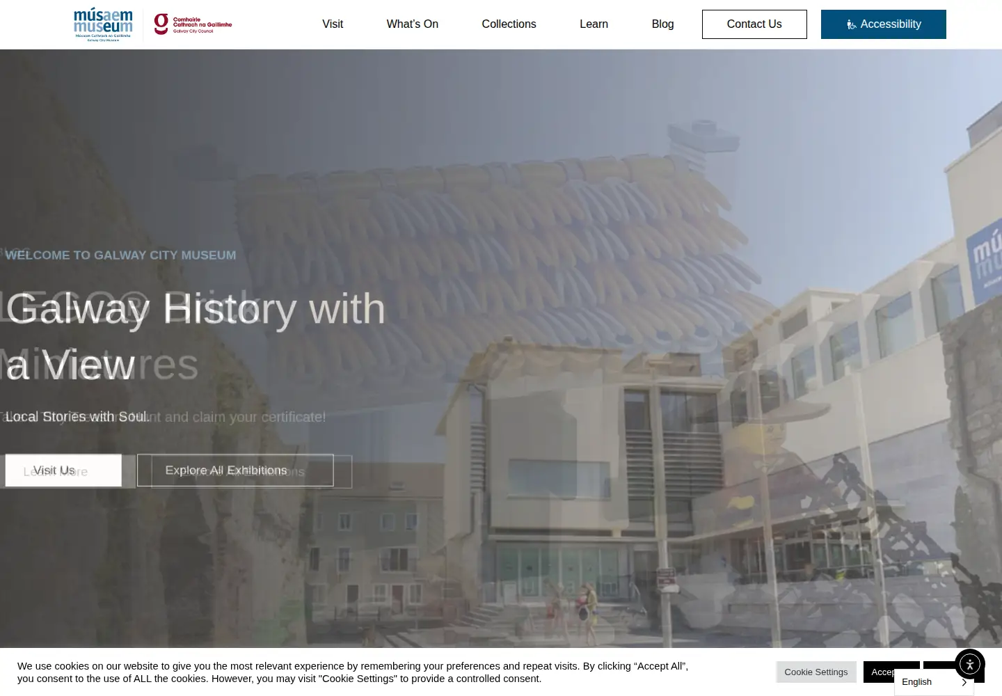 Captured homepage of galwaycitymuseum.ie in the current scan