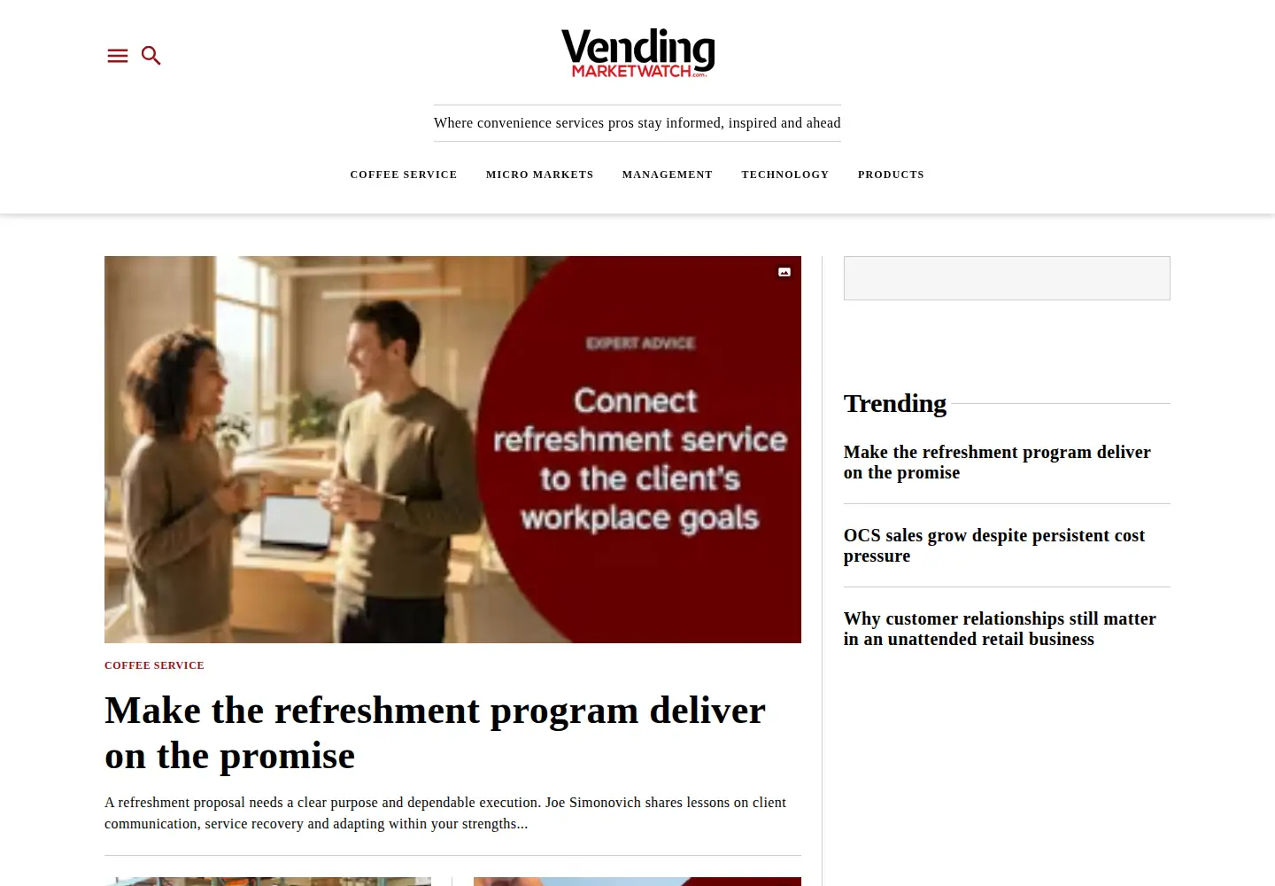 Screenshot of vendingmarketwatch.com