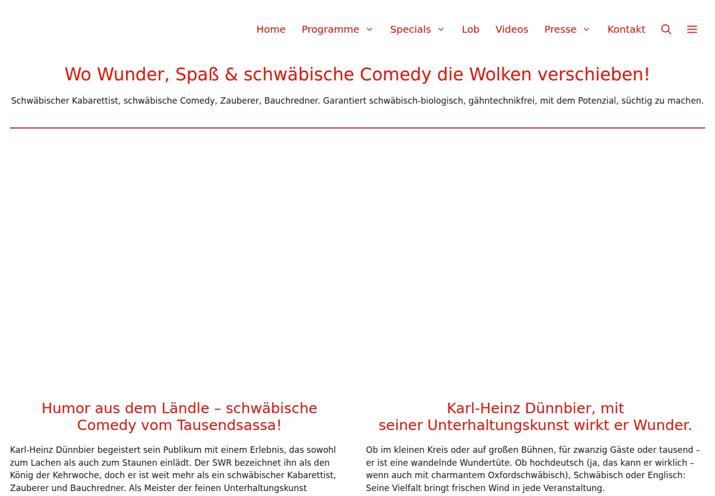 Captured homepage of zauberer-kabarettist.de in the current scan