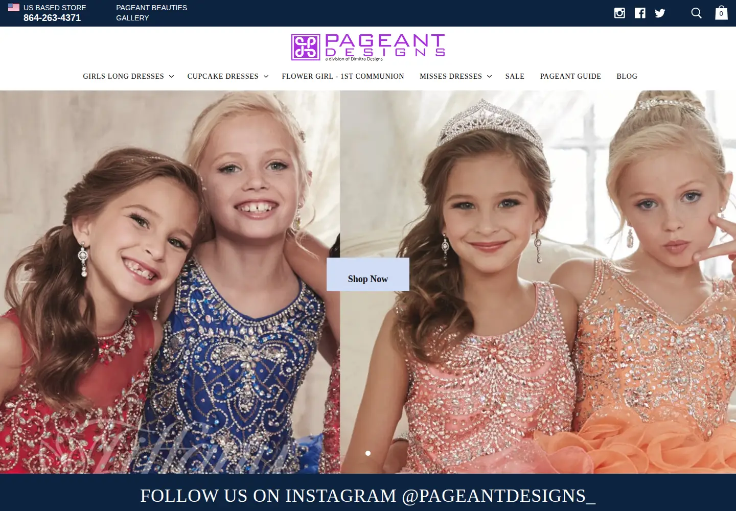 Captured homepage of pageantdesigns.com in the current scan