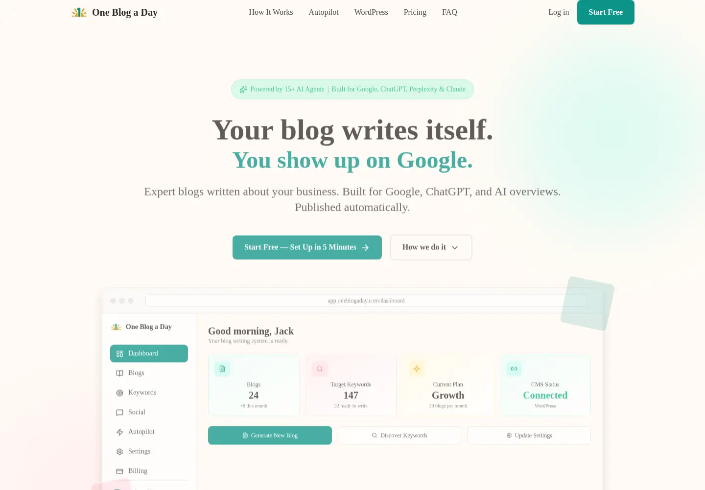 Screenshot of oneblogaday.com