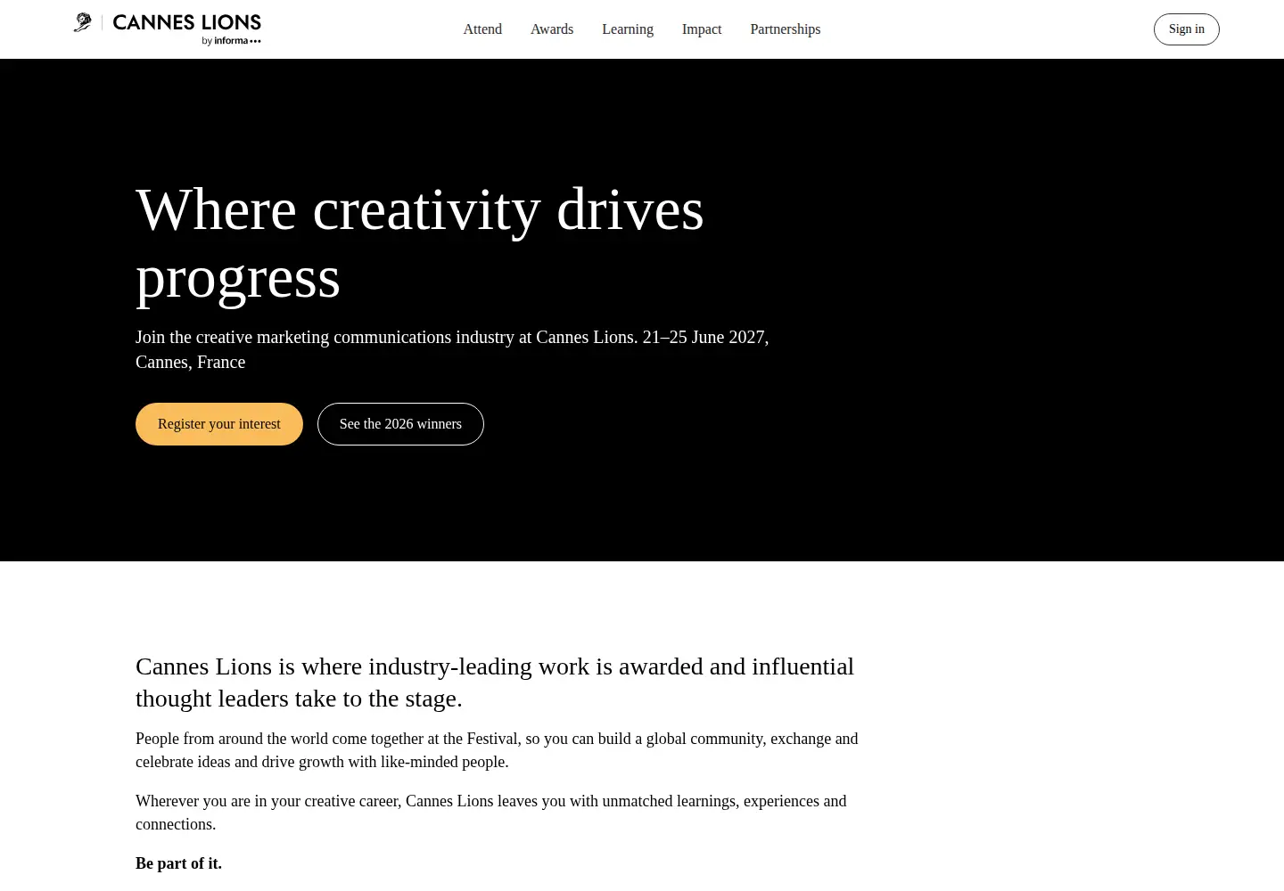 Screenshot of canneslions.com