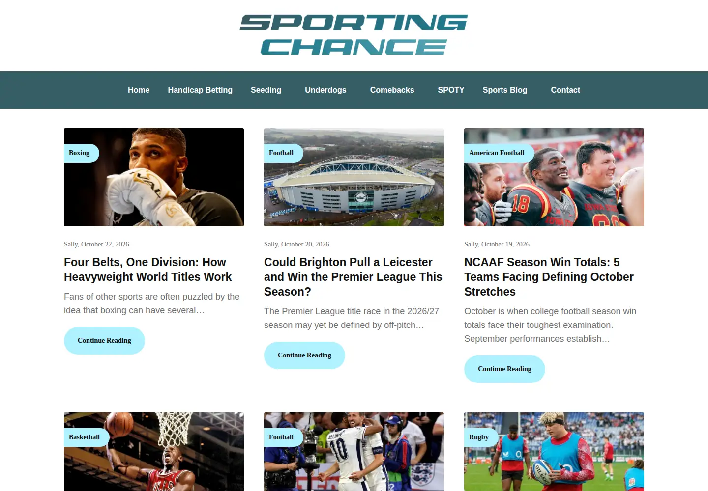 Screenshot of realsportsbloggers.com
