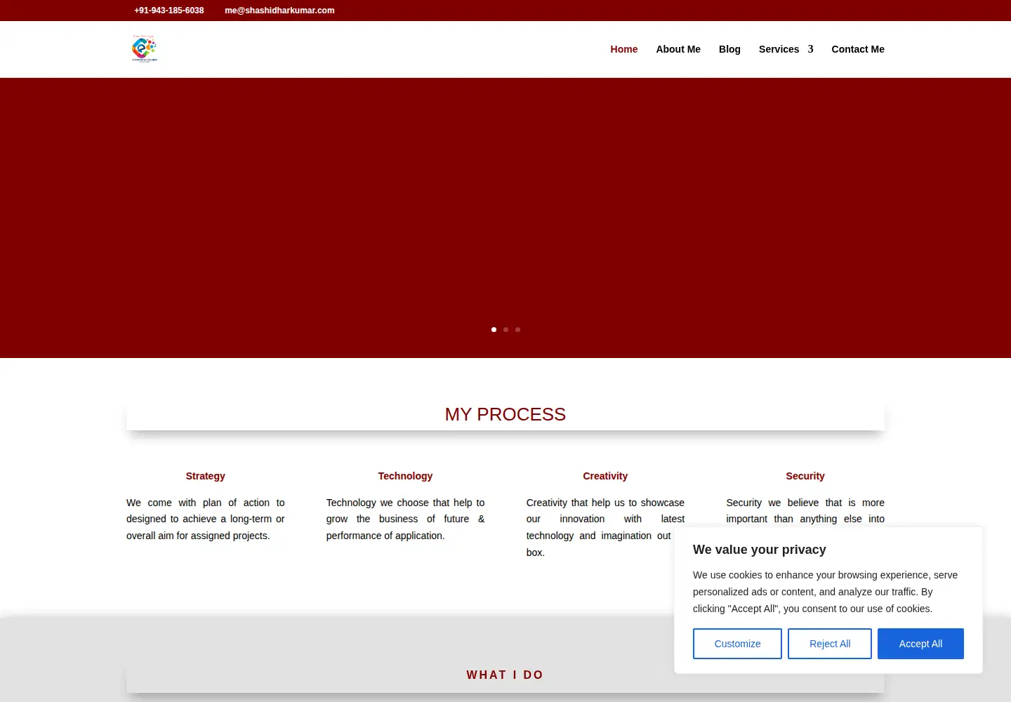 Captured homepage of shashidharkumar.com in the current scan