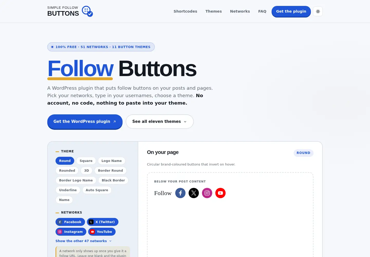 Screenshot of simplefollowbuttons.com