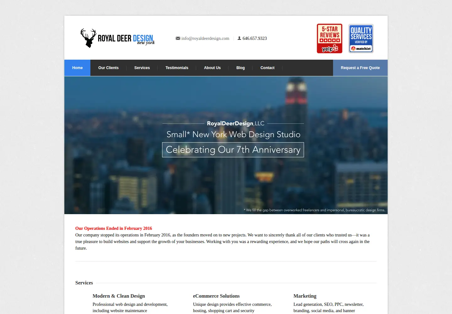 Screenshot of royaldeerdesign.com