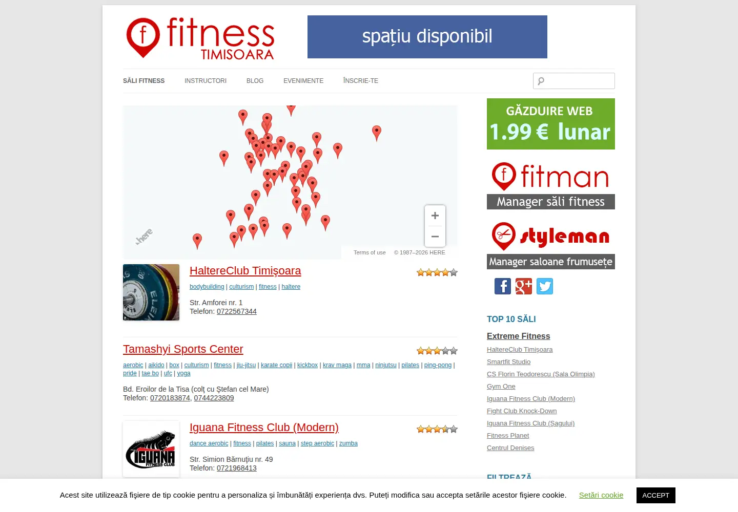 Screenshot of fitnesstimisoara.ro