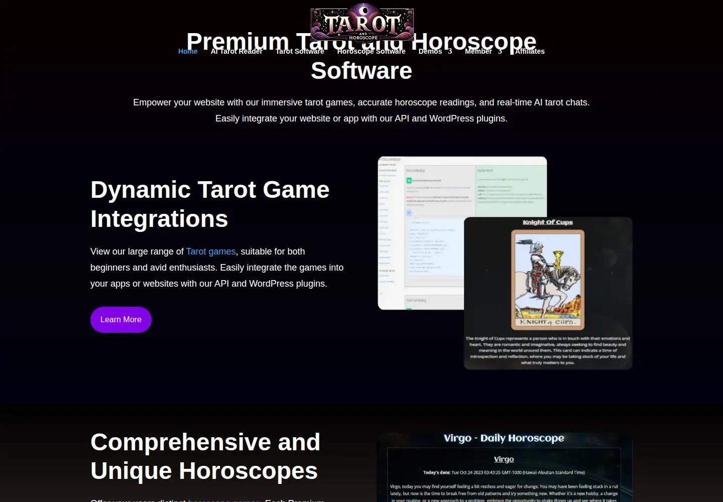 Screenshot of tarotandhoroscope.com