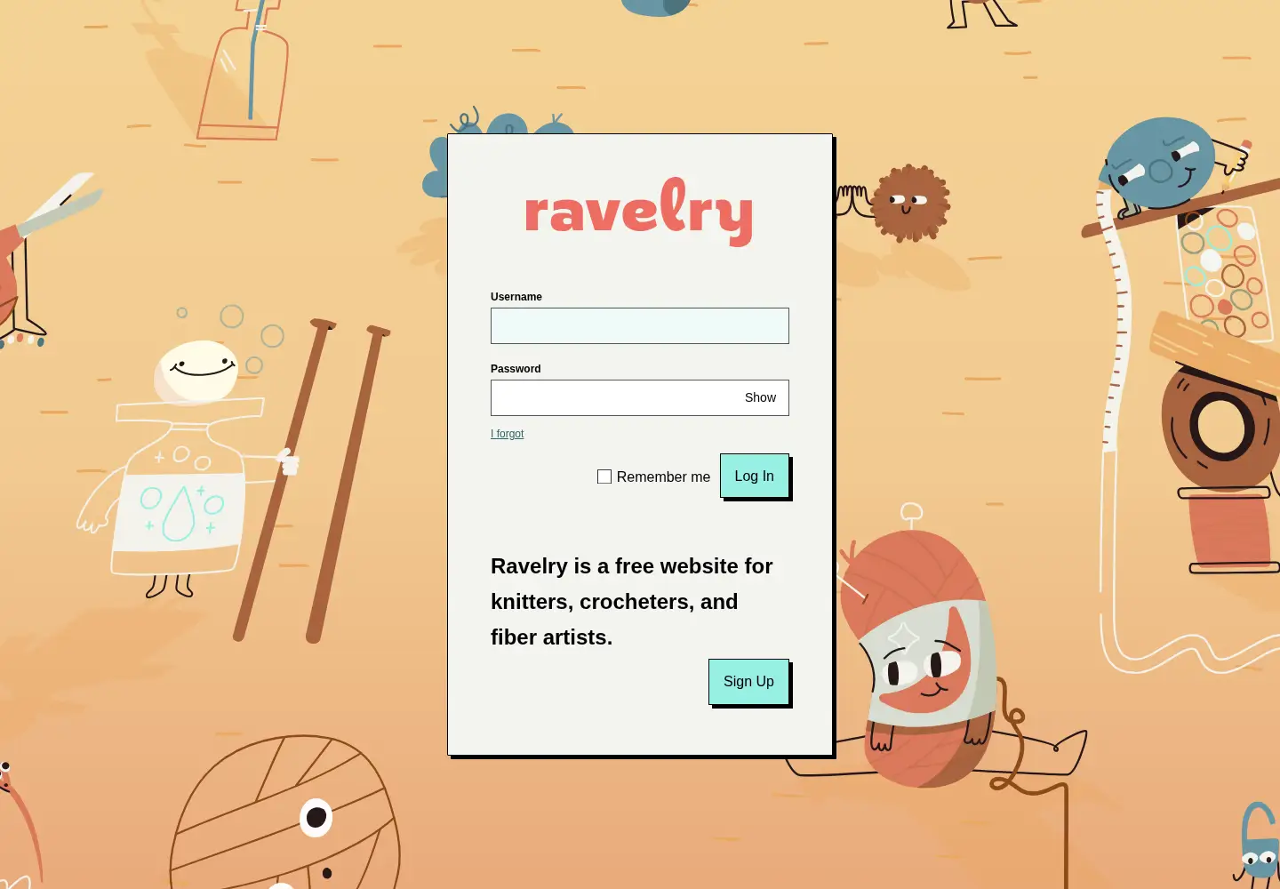 Captured homepage of ravelry.com in the current scan