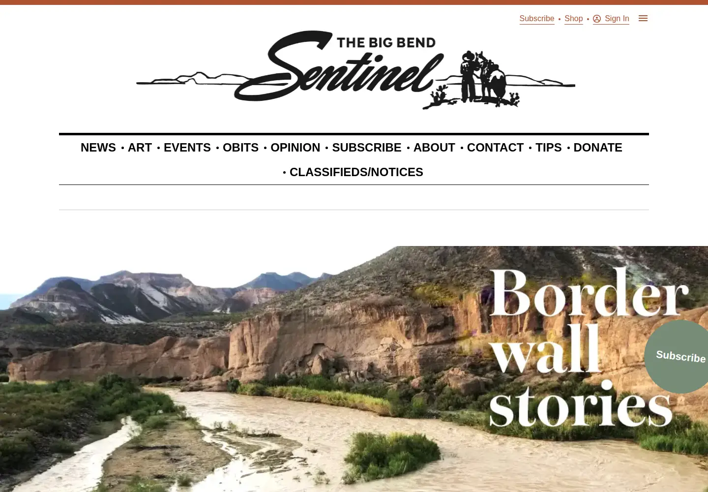 Captured homepage of bigbendsentinel.com in the current scan