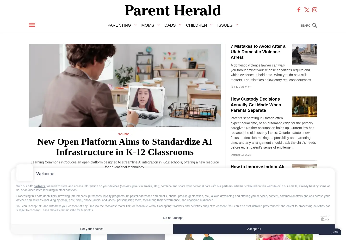 Captured homepage of parentherald.com in the current scan