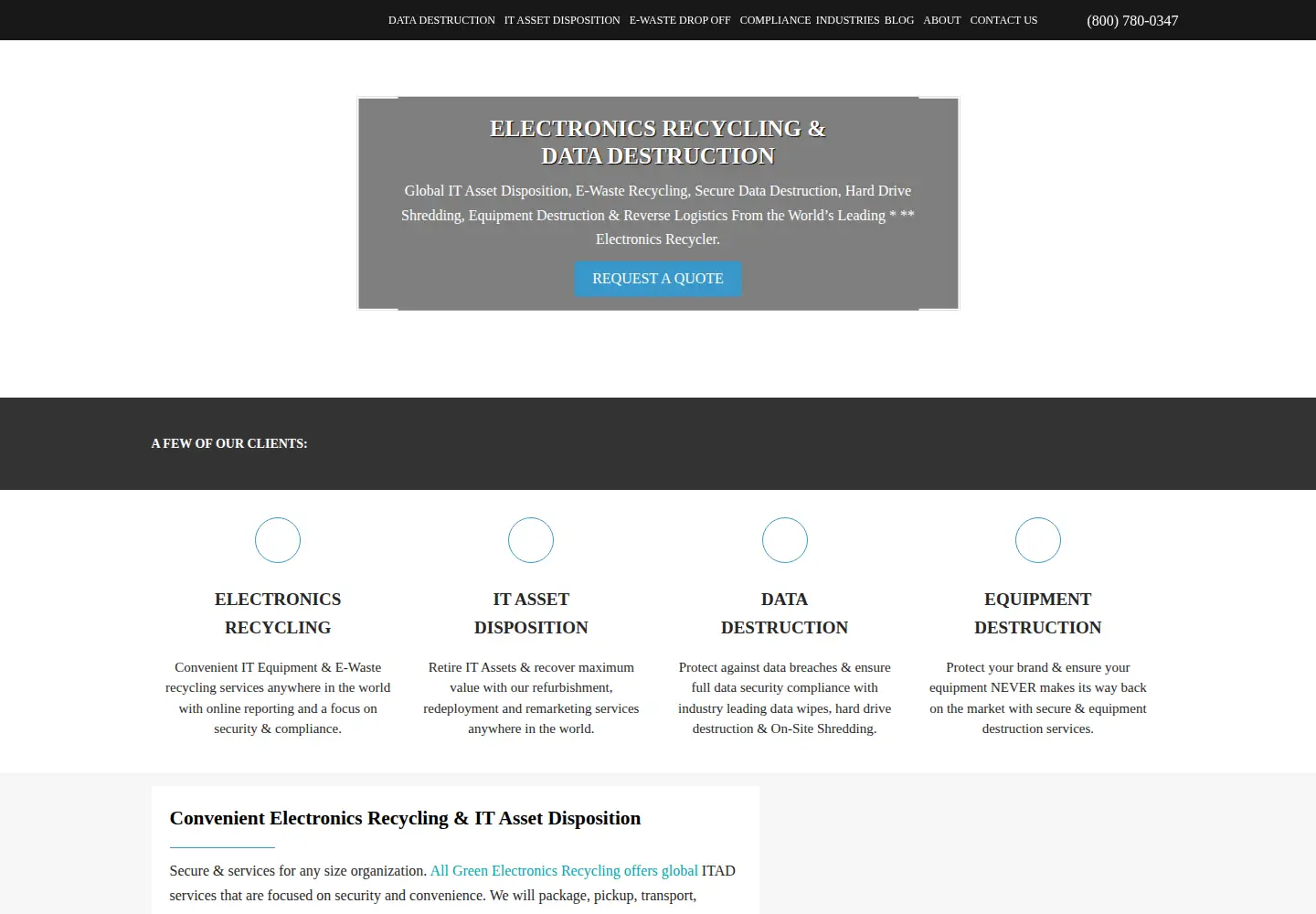 Screenshot of allgreenrecycling.com