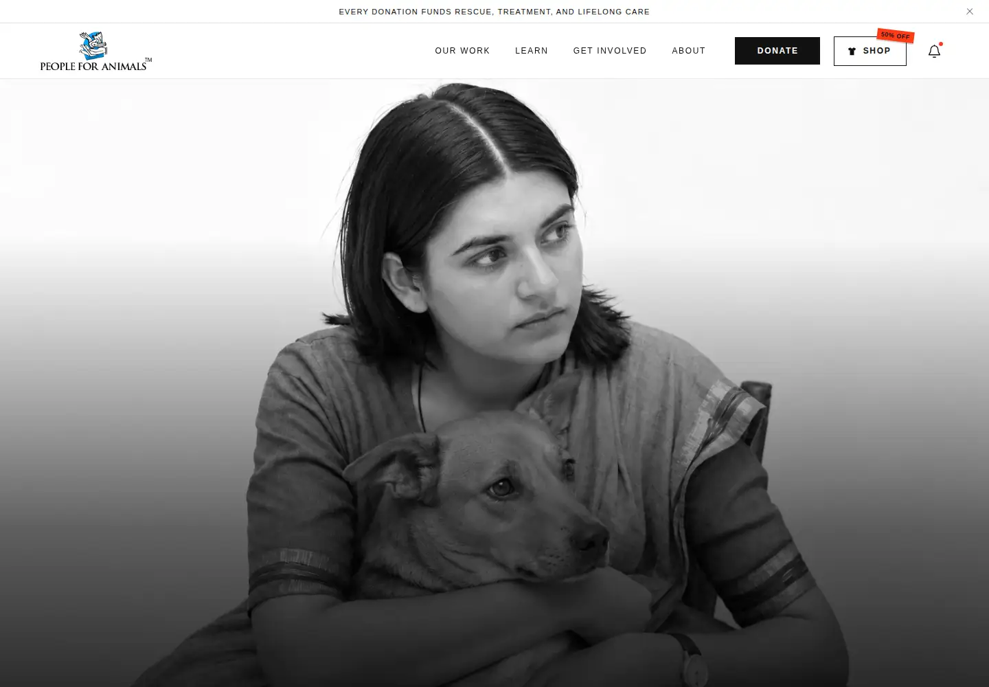 Screenshot of peopleforanimalsindia.org