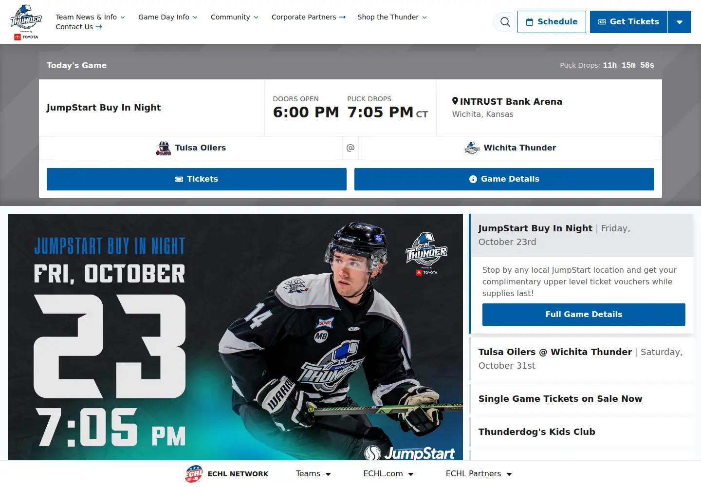 Screenshot of wichitathunder.com