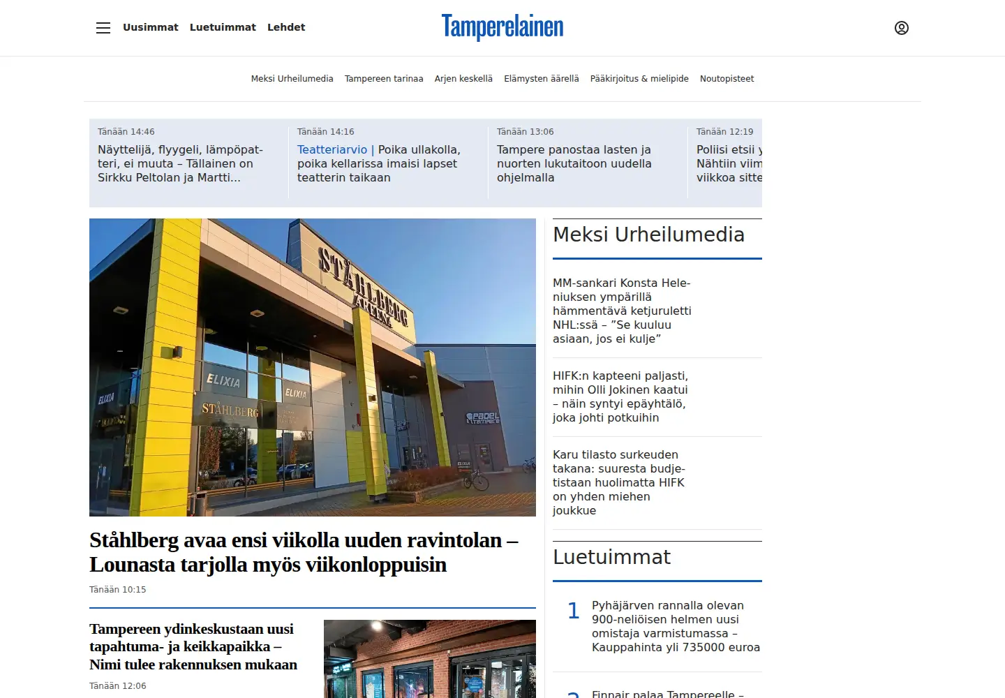 Screenshot of tamperelainen.fi