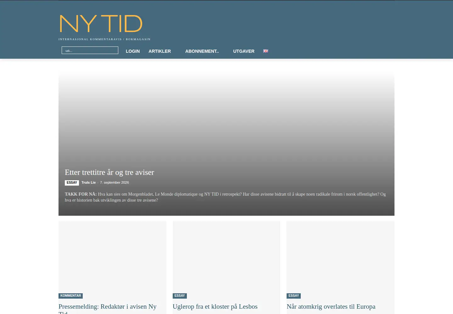Screenshot of nytid.no