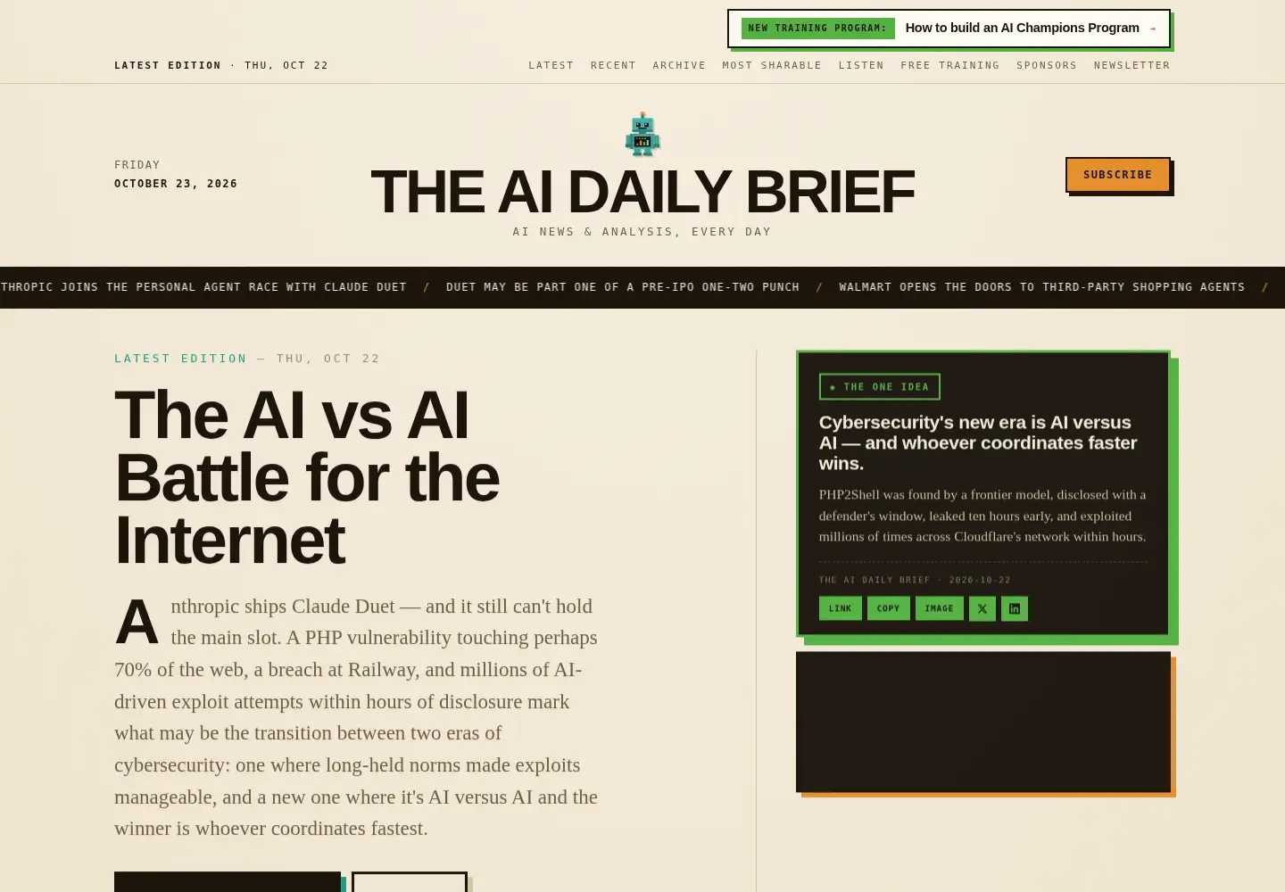 Screenshot of aidailybrief.ai
