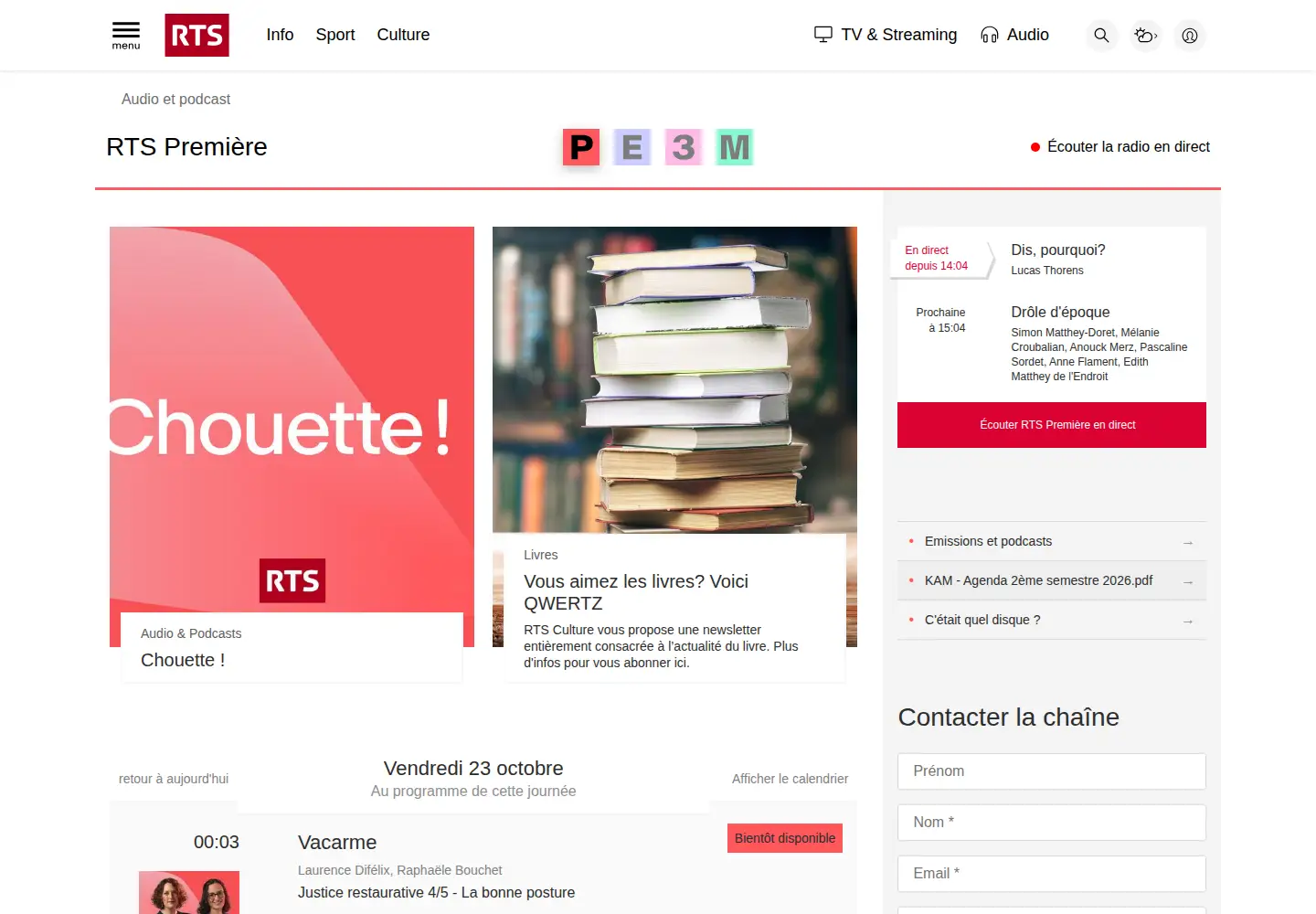 Captured homepage of rsr.ch in the current scan