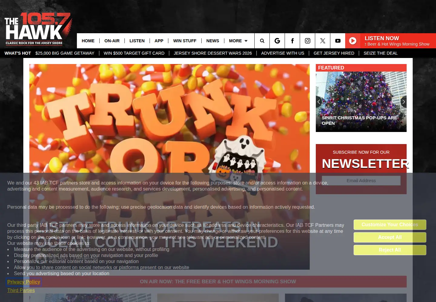 Captured homepage of 1057thehawk.com in the current scan