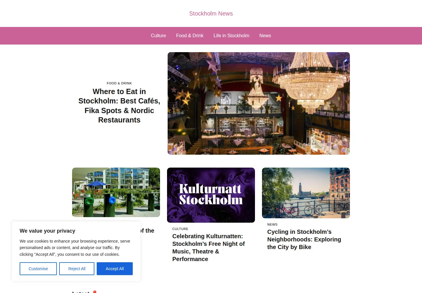 Captured homepage of stockholmnews.com in the current scan