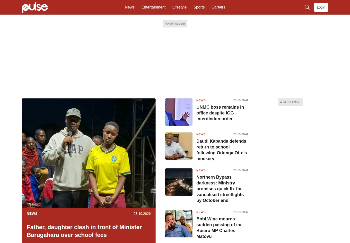 Captured homepage of pulse.ug in the current scan