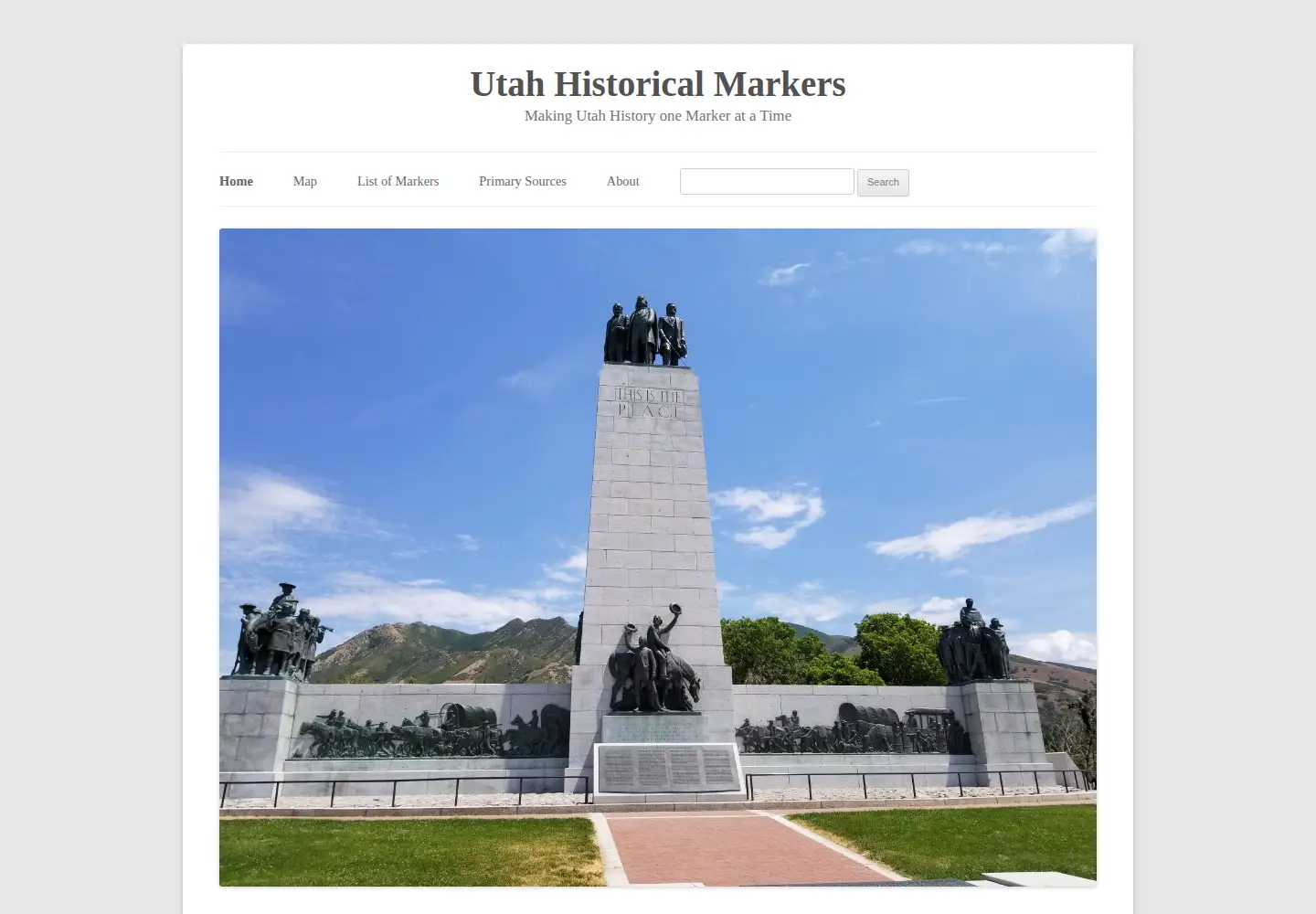 Captured homepage of utahhistoricalmarkers.org in the current scan