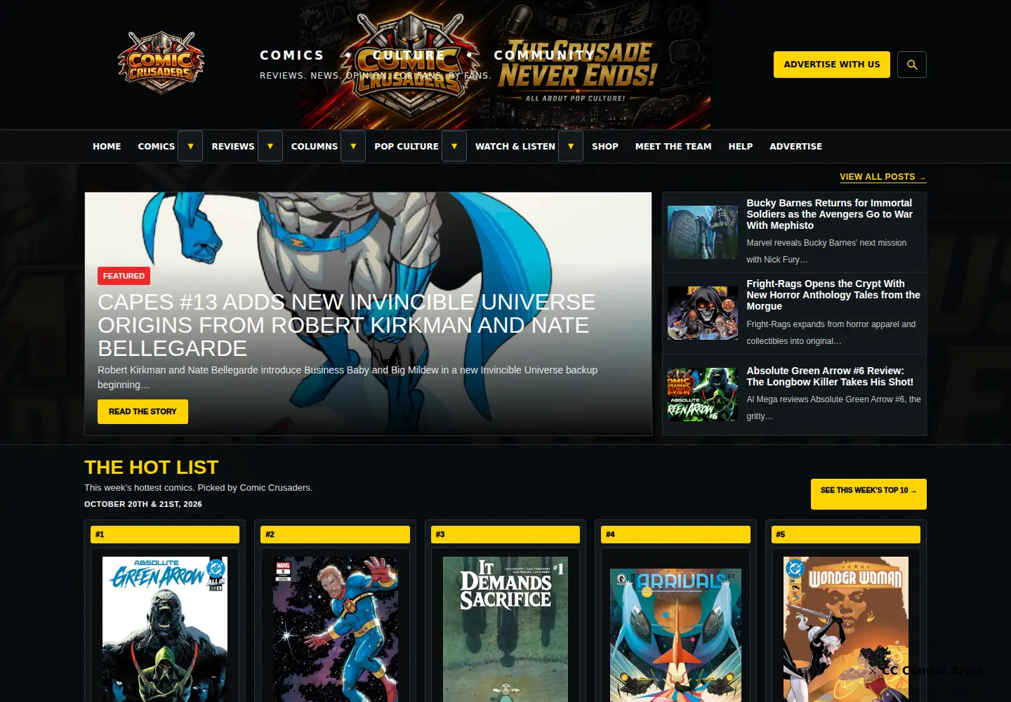 Screenshot of comiccrusaders.com