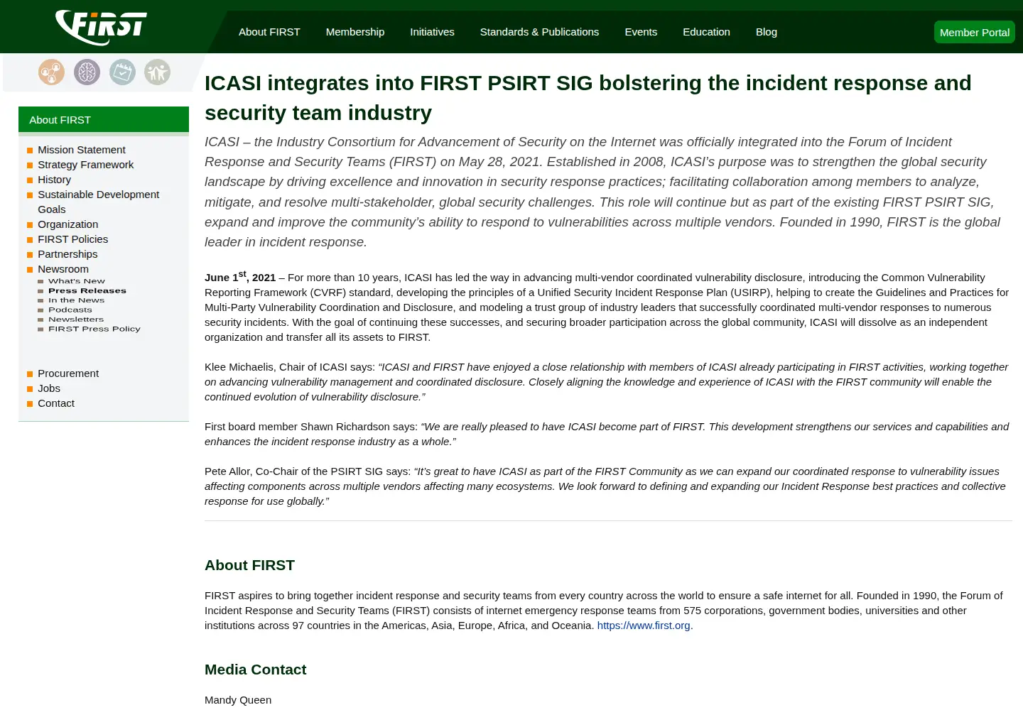 Screenshot of icasi.org