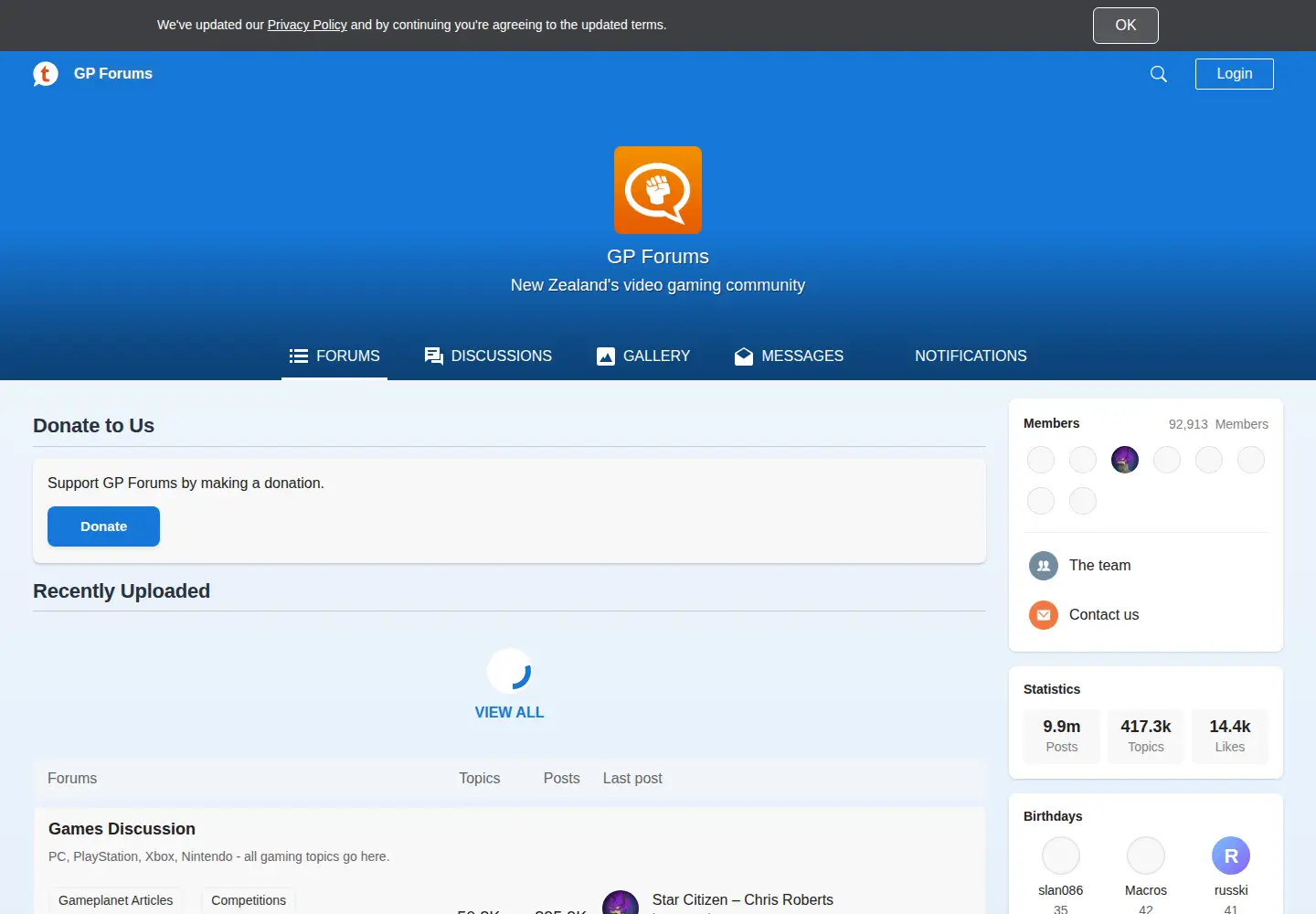Captured homepage of gpforums.co.nz in the current scan